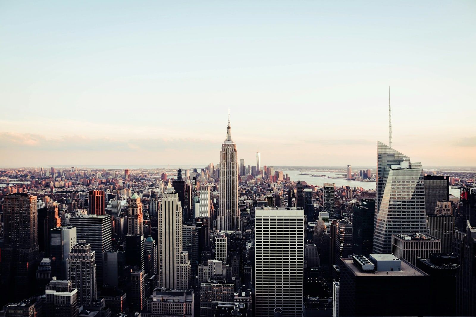 View over Midtown Manhattan, New York, in soft morning light.